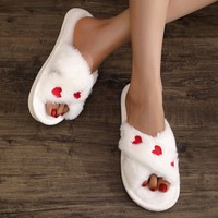 Nouvelles Tendances Gros Pantoufles à Bout Ouvert Semelle EVA Doublure Fourrure Artificielle Pas Cher Plates pour Femmes Avec Vente Chaude en Gros