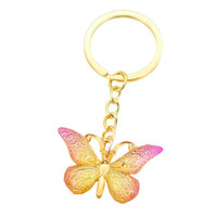 Porte-clés papillon en métal irisé dégradé, best-seller, créatif, sac à écouteurs pour fille, à suspendre