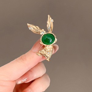 <span class=keywords><strong>Vintage</strong></span> tão bonito coelho ouro broche strass verde criativo broches pinos para mulheres moda design BroochesGJZ-BXZ083 - Product Image 2
