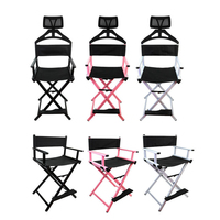 Chaise de maquillage pliable en aluminium léger, chaise de beauté portable pliable avec appui-tête pour studio, tournage de films en extérieur