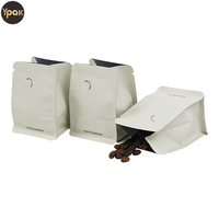 Ensemble de sachets d'emballage pour café à fond plat en papier kraft Mylar plastique imprimé sur mesure, petits formats 20g 25g