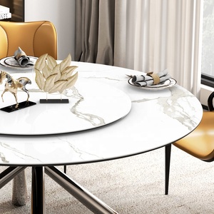 Bàn ăn tròn kiểu Bắc Âu mạ vàng thiết kế Trung Quốc, có khay xoay, dành cho 8 người, kèm 8 ghế ăn kiểu Victoria. - Product Image 3