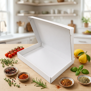 Cajas de Cartón Corrugado al por Mayor, Carpetas de Papel Kraft Rectangulares, Caja de Cartón Rectangular Blanca para Negocios, Autoarmable, para Envasado de Alimentos - Product Image 1