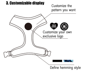 Set Pettorina per Cani in Poliestere Personalizzabile all'Ingrosso, Lussuoso Set con Stampa Personalizzata alla Moda per Tutte le Stagioni, Pettorina, Collare e Guinzaglio - Product Image 3