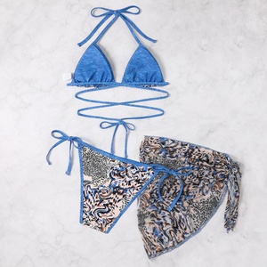 Nouvelle collection 2025 : Ensemble maillot de bain 3 pièces à jambes longues, soutien-gorge push-up, grandes tailles, séchage rapide pour femme, en Spandex/Nylon - Product Image 4