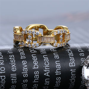 Nuovo stile zircone cubico oro placcato argento ghiacciato anelli di gioielli moda hip hop anello di diamanti - Product Image 3
