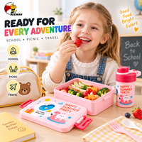 Ensemble de boîtes à lunch pour enfants Beeman avec bouteille d'eau, boîte à lunch bento portable pour l'école, récipient alimentaire en plastique, impression personnalisée OEM ODM