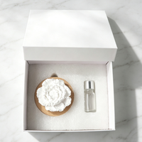Diffuseur d'huiles essentielles en porcelaine fait main sur base en bois, parfum d'ambiance pour la maison, diffuseur d'arômes en céramique, assainisseur d'air en plâtre parfumé