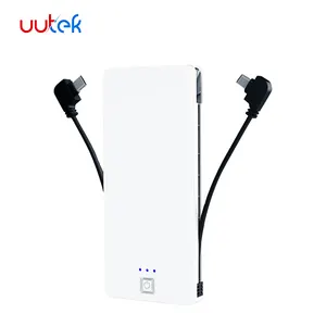 UUTEK-Banco de energía portátil todo en uno, RSQ8-B, 5000mAh, con adaptador de CA integrado, tipo C y cable + 2 puertos USB