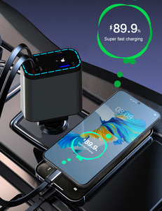 Caricabatterie Rapido per Auto 4 in 1 con Display Digitale LED, 2 Cavi Retrattili Tipo C, Caricatore Portatile per <span class=keywords><strong>iPhone</strong></span> 16 - Product Image 3