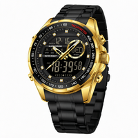 Montre numérique pour homme Sanda 6318, bracelet en acier inoxydable, résistante à l'eau, multifonction, compte à rebours, montre-bracelet décontractée pour affaires