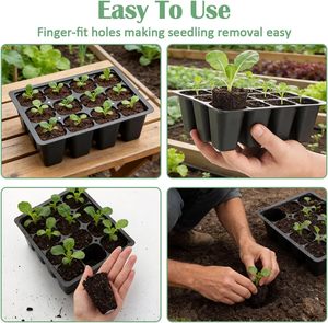 Nursery Trays 12 Cells Seedling Tray with Lid and Base Seed Starter Kit Greenhouse Plant <strong>Propagation</strong> Tray for Garden Seed - Product Image 6