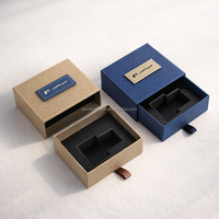 Caja de Cartón Personalizada con Cajón Deslizante Azul Oscuro, Ecológica y Reciclable, con Forro de Esponja y Relieve, para Muestra de Perfume Individual para Hombre