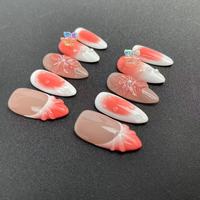 Buatan tangan 3D seni kuku ukiran bunga kupu-kupu Prancis kualitas tinggi dapat digunakan kembali Tekan pada kuku grosir