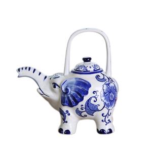 Adornos Decorativos de Porcelana Azul y Blanca Estilo <span class=keywords><strong>del</strong></span> Sudeste Asiático, Tetera con Forma de Elefante, Decoración Clásica para el Hogar <span class=keywords><strong>del</strong></span> <span class=keywords><strong>Artista</strong></span> - Product Image 1