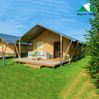 Nouvelle maison de luxe en bois massif moderne 2023, structure en bois imperméable, tente de safari pour station balnéaire estivale