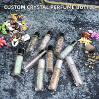 Bouteilles d'huiles essentielles personnalisées en cristal naturel, pierres de gravier colorées, écologiques, polies, sculptées, pour parfum et diffusion.