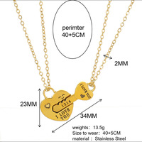 Colliers de couple bijoux en gros 18K plaqué or coeur clé pendentif chaîne collier amant accessoires cadeau pour la Saint-Valentin