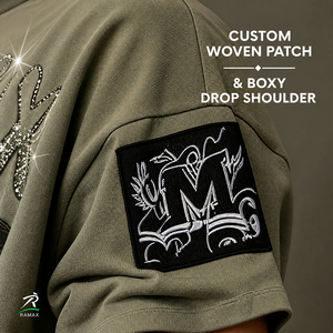 Camiseta de algodón grueso de corte holgado RAMAX para hombre, con gráfico de diamantes de imitación, estilo oversize, ropa urbana, proveedor mayorista de fábrica - Product Image 4