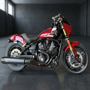 Assemblez la moto IndiI-an 101 Scout de haute performance 2024, couleur rouge métallique coucher de soleil - Product Image 3