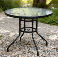 Table ronde en fer moderne et durable pour extérieur, jardin, patio, parc, salle de sport, avec plateau en verre à effet d'eau, résistante aux intempéries, mobilier Aibike