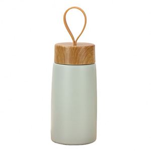 Gobelet isotherme portable de poche en acier inoxydable 304 de style japonais avec couvercle à motif grain de bois personnalisé de 280 ml - Product Image 1