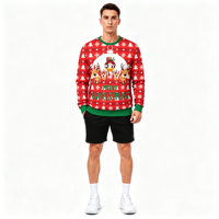 Sweat-shirt à col rond pour homme en polyester avec impression intégrale de rennes et de traîneau, personnalisable par sublimation, pour les fêtes de Noël