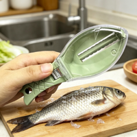 Rabot à écailles de poisson avec couvercle cuisine poisson tuer manuel écailles de poisson grattoir accessoires de cuisine en plastique