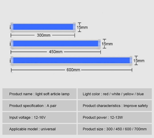 Tira LED DRL Ultrafina YD de 30cm, 45cm, 60cm, Cortable, Luz Blanca Diurna, Luz Amarilla de <span class=keywords><strong>Señal</strong></span> de Giro, Faro Delantero - Product Image 5