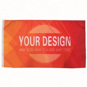 Drapeaux et Bannières Publicitaires Personnalisés en Polyester Orange, Impression Numérique, 2 Œillets, Style Volant/Suspendu, Vente en Gros Usine - Product Image 1