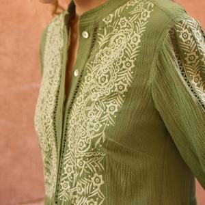 Vestido de Verano Personalizado con Bordado, Elegante, de Algodón y Lino, Cuello Redondo, Casual, Corte en A, con Volantes, Media Manga, Midi, para Mujer - Product Image 2