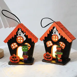 Adornos decorativos de Halloween, colgantes, accesorios de Halloween, linternas de calabaza, decoraciones de fiesta de Halloween, Cabañas iluminadas