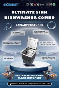 เครื่องล้างจานขนาดเล็กแบบอ่างเดี่ยวทันสมัย SUS304 อ่างล้างจานอัจฉริยะสำหรับโรงแรม บาร์ พร้อมฝาปิด เครื่องล้างจานอัจฉริยะสำหรับห้องครัว - Product Image 6