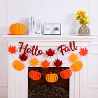 Décoration suspendue pour fête de Thanksgiving en extérieur et en intérieur, bannières personnalisées en feutre « Hello Fall » avec des citrouilles d'automne et des feuilles d'érable