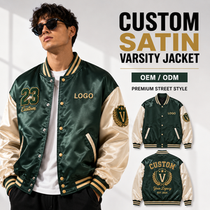 Custom Satin Varsity <b>Jacket</b> <b>Men</b> Embroidered Bomber <b>Jacket</b> With Custom Logo OEM ODM Streetwear <b>Baseball</b> Supplier - Product Image 1