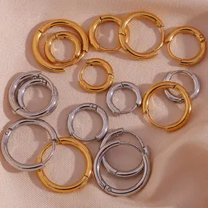 Waterproof 10mm 12mm 14mm 16mm Earring Stainless Steel Ear Buckle Find Women Jewelry 18K Gold PVD Plated Classic Hoop Earrings