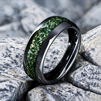 Bague JLM Premium personnalisée en acier inoxydable avec incrustation d'agate mousse, pour homme et femme, alliance vintage, bijoux