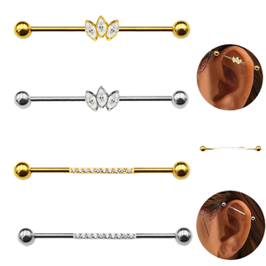 Pendientes de Titanio ASTM-F136 G23 Getta, Joyería de Moda al por Mayor, Barra Industrial de Titanio para Perforación de <span class=keywords><strong>Oreja</strong></span>, Pendientes Clásicos de Circonita para Boda - Product Image 1