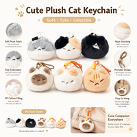 Porte-clés chat en peluche super doux, mignon et rond, motifs variés, vente en gros d'usine, 16 cm