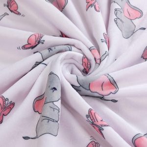 Vente directe du fabricant Couverture à pois en minky en peluche micro douce et soyeuse avec impression d'éléphants - Product Image 2