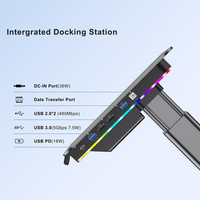 Boîte de logo personnalisée en usine Support de moniteur d'ordinateur avec lumières RVB réglables automatiquement en aluminium de bureau avec HUB USB PD