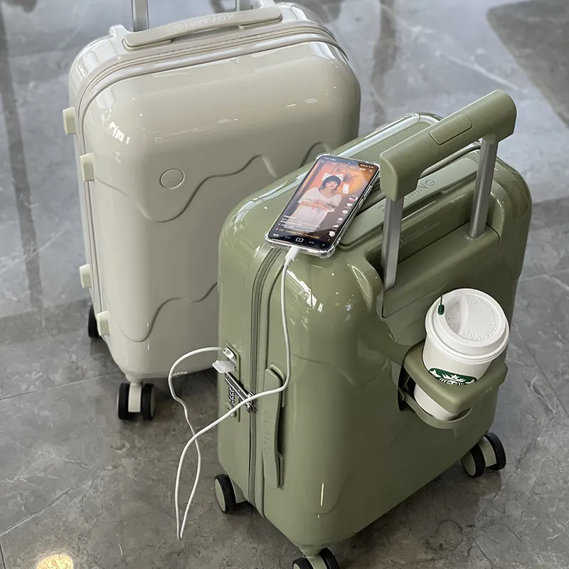 Factory wholesale pure PC luggage case big capacity trolley case mute universal wheel expandable travel case set
