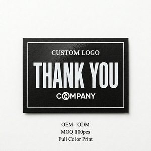 Tarjetas de Agradecimiento Minimalistas Negras con Tipografía Blanca en Negrita, Estilo Industrial Moderno, Personalizables al por Mayor con Logotipo, para Empresas, Comercio Minorista, Embalaje, OEM, ODM - Product Image 3