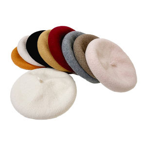 Broderie de logo personnalisée Femme 100% laine Beret Boina Bérets d'hiver Chapeau Casquette Vente en gros Femme Dame Beret en laine pour hommes et femmes - Product Image 3