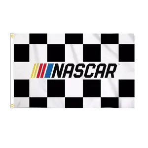 Aozhan Race Car Racing Flag a scacchi Outdoor Flag 3x5 Holiday NASCAR Banner personalizzato