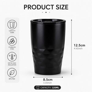 Personalised Office Home 11oz 320ml Stainless Steel Coffee <b>Mug</b> Custom logo Vacuum <b>Double</b> <b>Wall</b> Travel Gift Tumbler with Lid - Product Image 2
