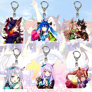 Porte-clés en acrylique de l'anime Umamusume: <span class=keywords><strong>Pretty</strong></span> <span class=keywords><strong>Derby</strong></span>, figurine en acrylique, porte-clés en métal pour les fans, les amis, les hommes, bijoux, cadeaux - Product Image 1