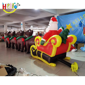 Decoración navideña personalizada enorme gigante inflable Navidad Santa Claus en trineo con renos - Product Image 2