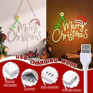 Lumière néon LED Joyeux Noël, alimentée par USB, pour décoration murale intérieure, enseigne de fête, club, magasin, lumière d'ambiance, indicateur lumineux 5V/12V - Product Image 2
