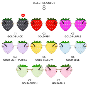 2022 New Gold Frameless Strawberry Sunglasses Female Fashion Gradient Lens <strong>Party</strong> <strong>Glasses</strong> - Product Image 3